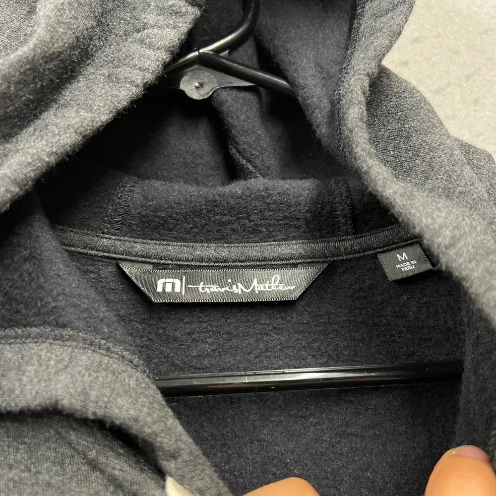 TravisMathew Mens M Gray Paytient Logo Modal Blend Fleece Pullover Hoodie 1968